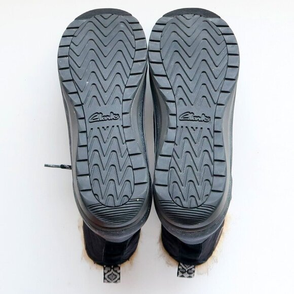 Clarks Suede Leather Nylon Rubber Fur Waterproof Lace-up Winter Rain Boots 7.5 - Picture 7 of 16